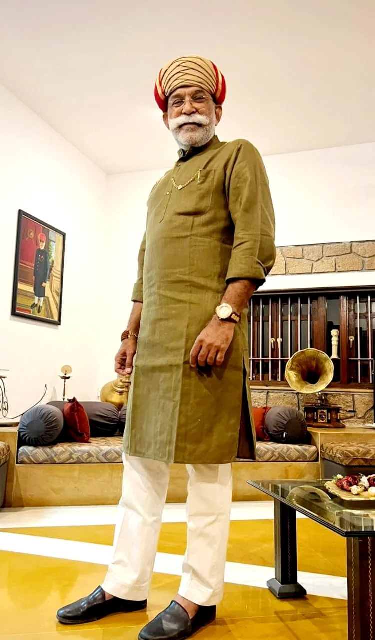 Traditional portrait in olive attire